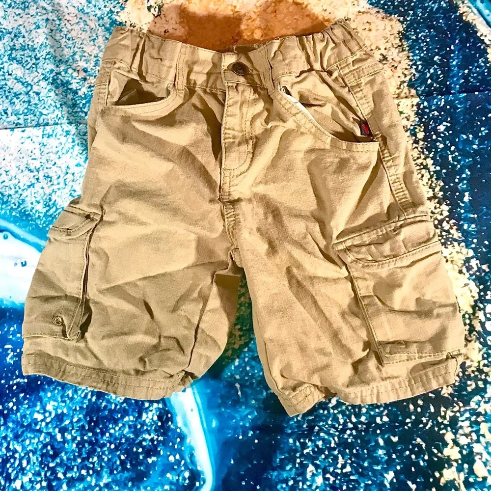 Disney Vintage Mickey Mouse Logo Licensed Khaki Cargo Shorts 5T